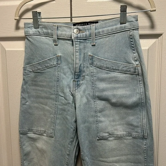 Veronica Beard Charlie Barrel Leg High Rise Jean In Aire Size 25
